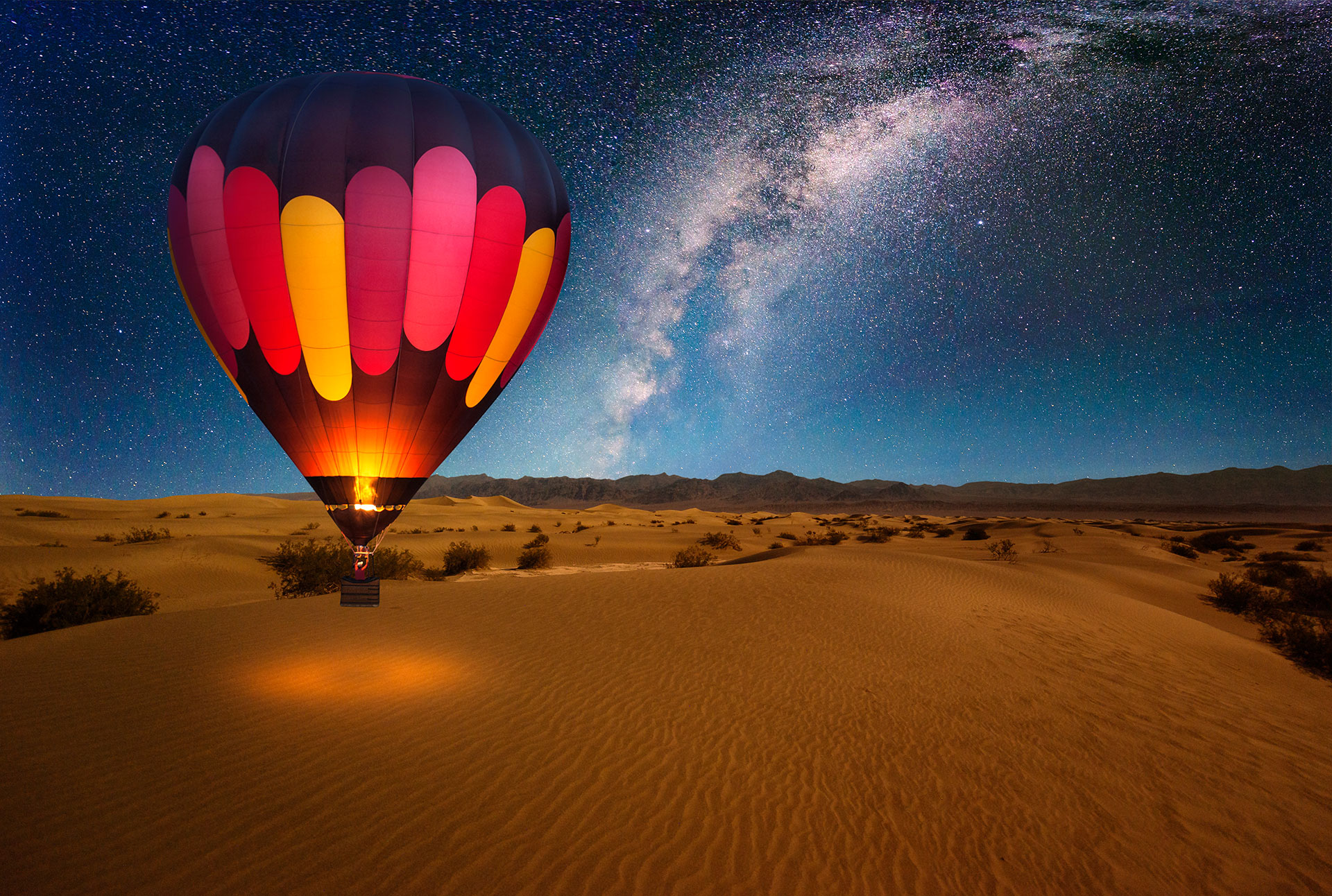 Hot Air Balloon in Desert