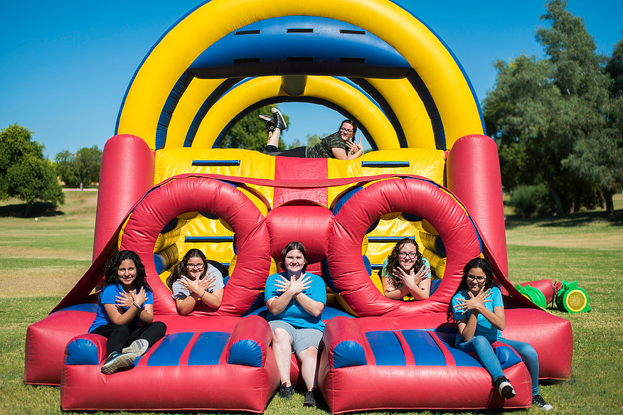 Science Girls in Bouncy House