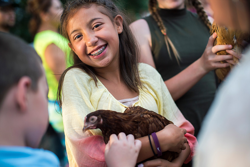 Science Girl holding Chicken