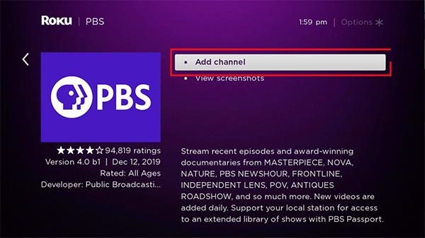 Roku Add PBS Channel