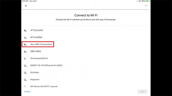 Chromecast Connect to Wifi